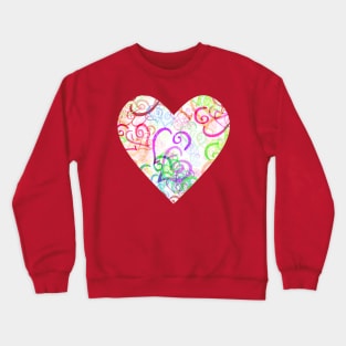 Pink and Purple Curved Hearts on Cream Crewneck Sweatshirt